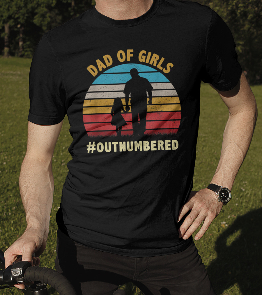 Dad Of Girls Outnumbered Sunset T-Shirt