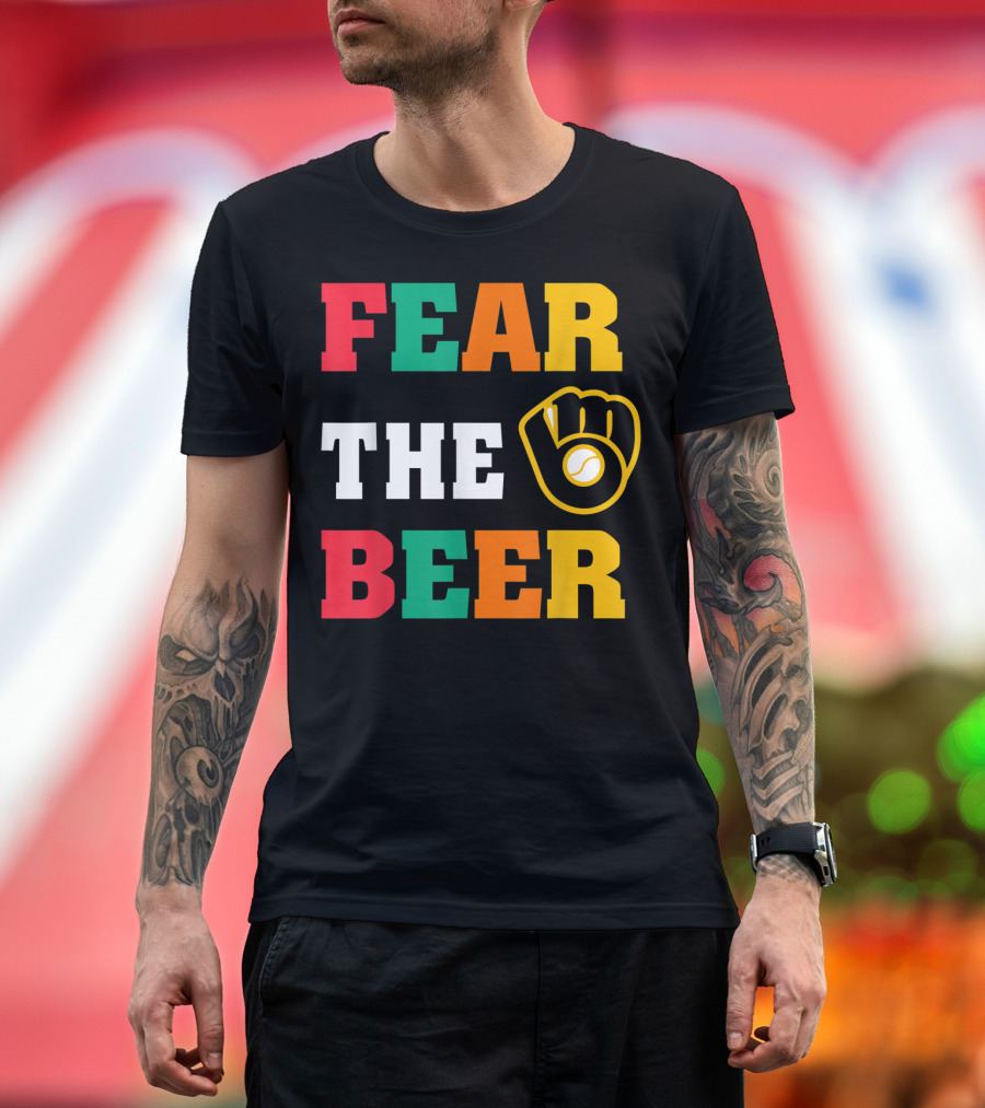 Fear The Beer Brewers Vintage Baseball Glove T-Shirt