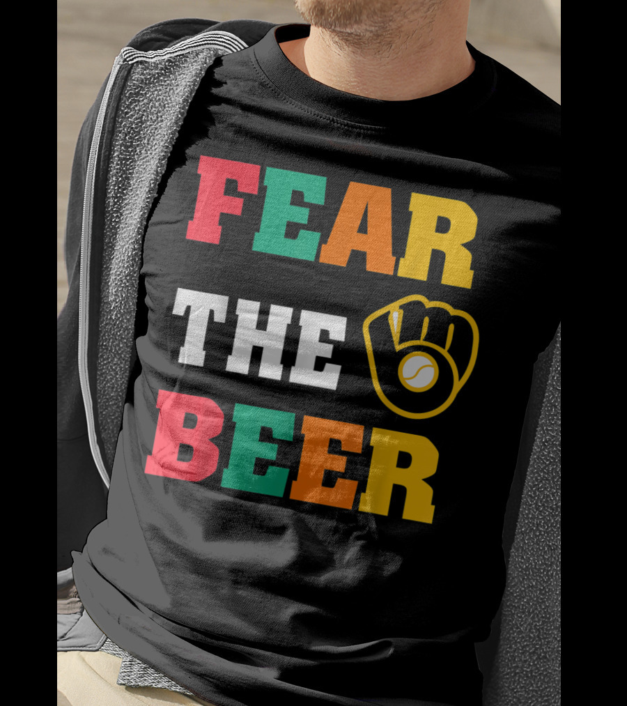 Fear The Beer Brewers Vintage Baseball Glove T-Shirt