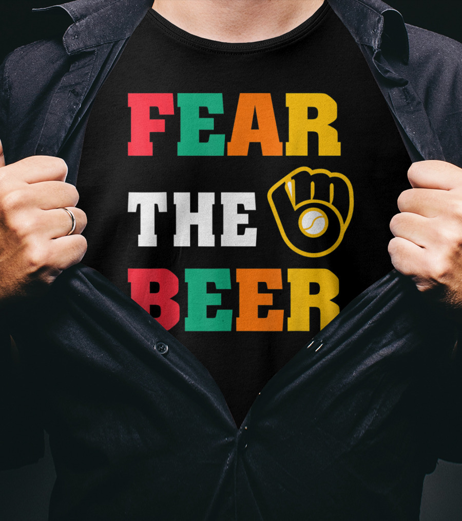 Fear The Beer Brewers Vintage Baseball Glove T-Shirt