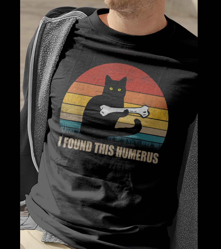 Vintage I Found This Humerus Cat Lover Retro Sunset T-Shirt