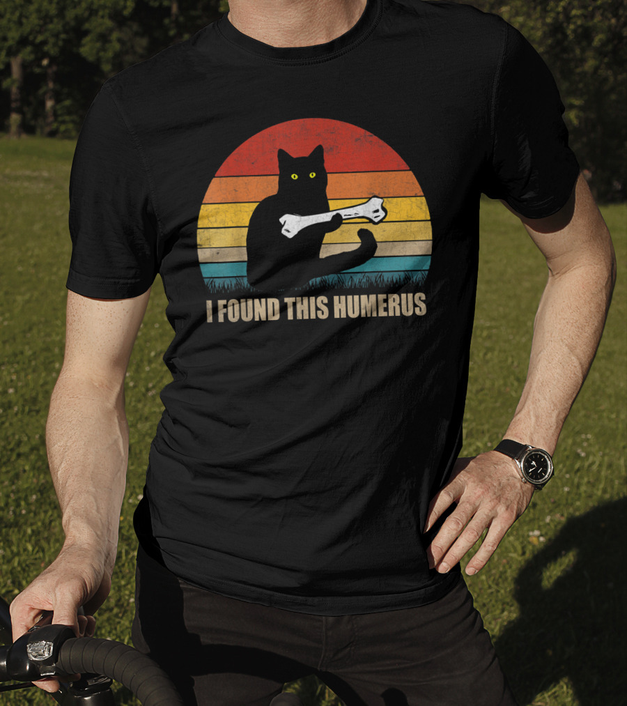 Vintage I Found This Humerus Cat Lover Retro Sunset T-Shirt