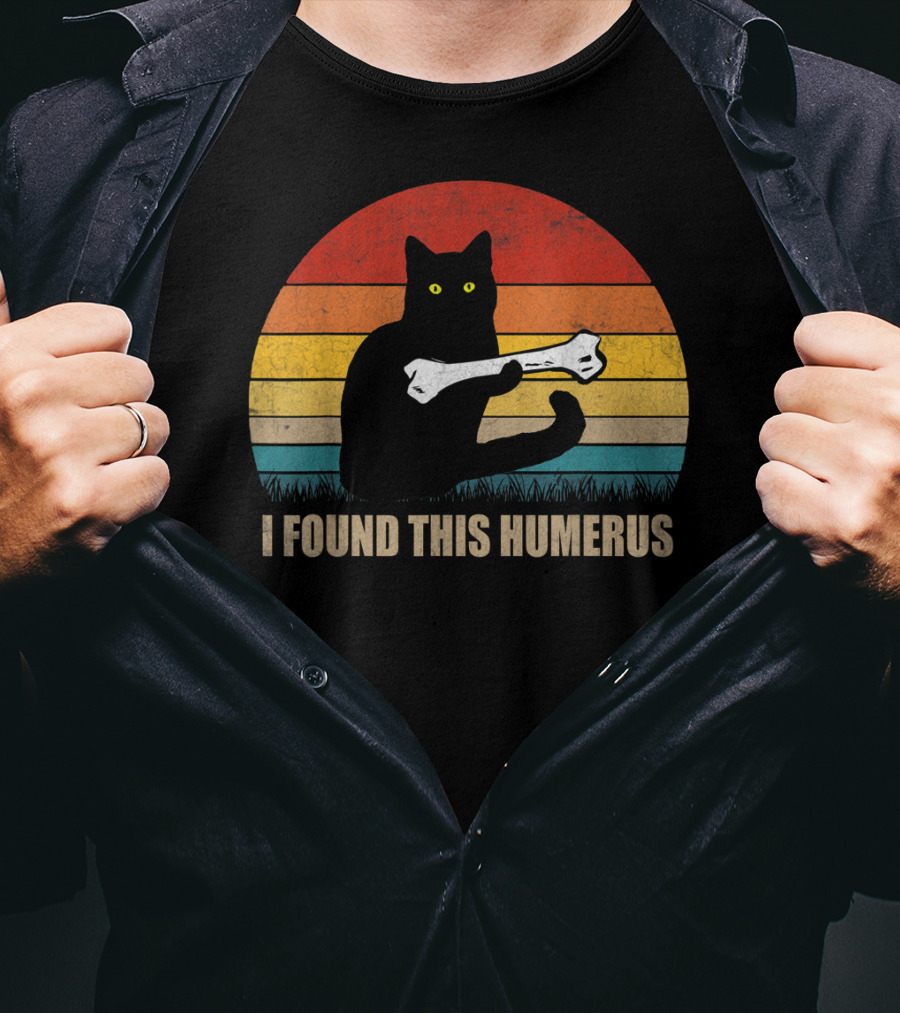 Vintage I Found This Humerus Cat Lover Retro Sunset T-Shirt