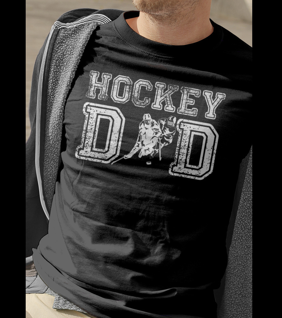 Hockey Dad Vintage Ice Hockey Player Father's Day T-Shirt