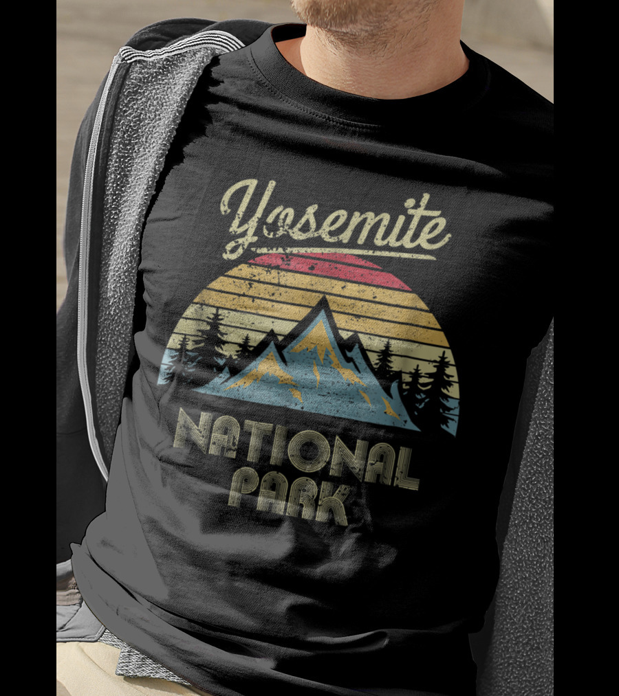 Yosemite National Park Retro Mountain Sunburst Forest Vintage T-Shirt