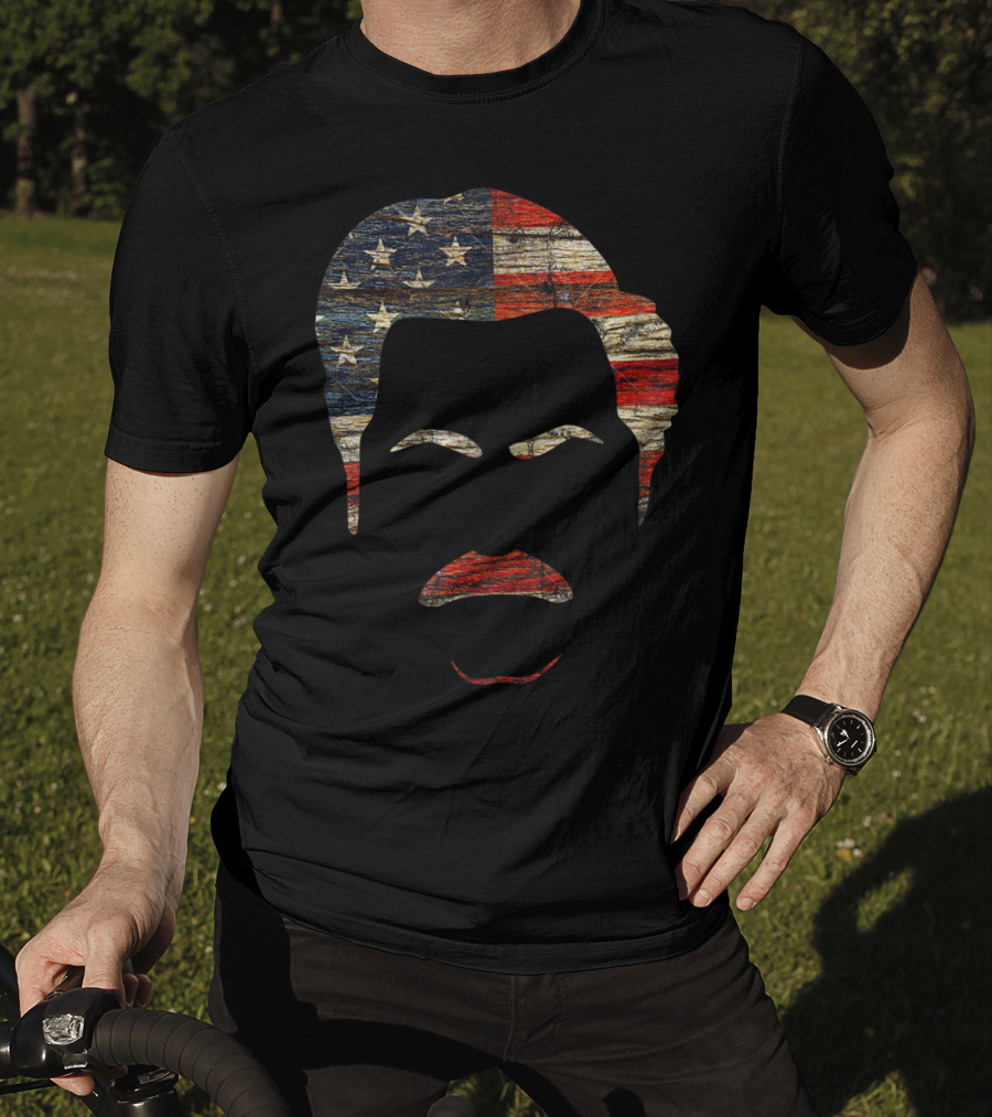 Vintage Wooden American Flag Face T-Shirt