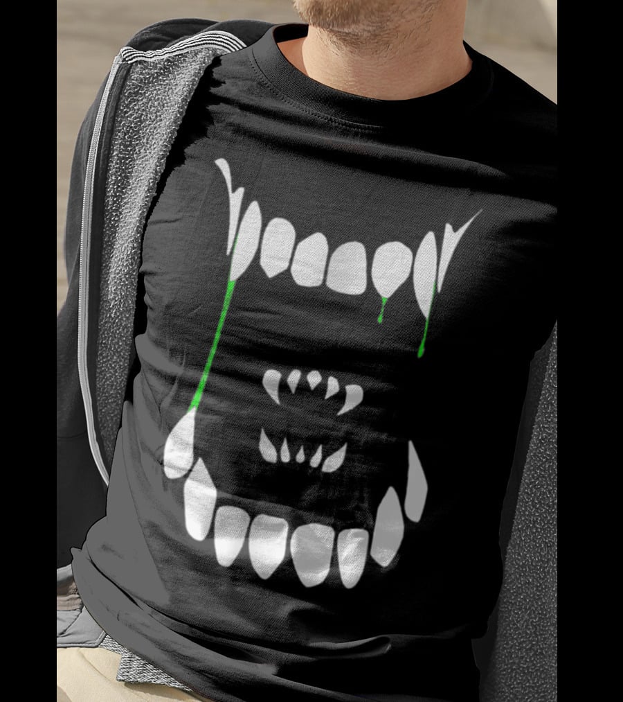 Xenomorph Xeno Teeth Green Drip Adults T-Shirt