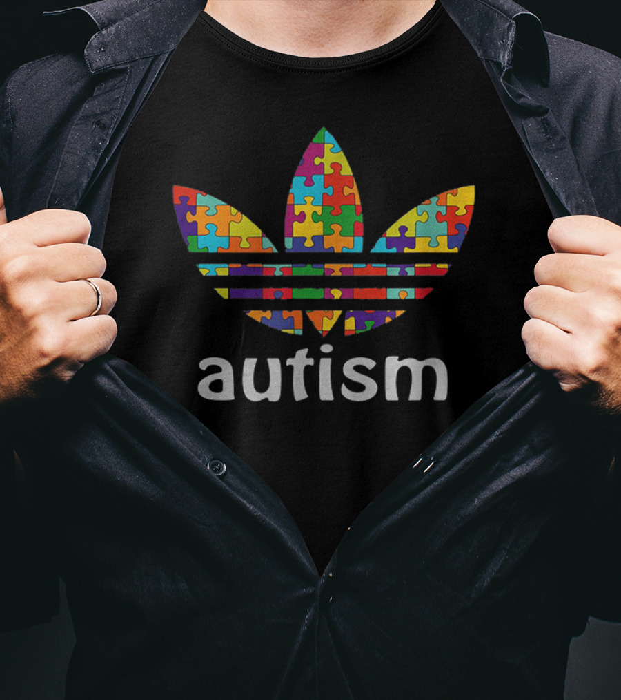 Autism Awareness Puzzle Pattern Trefoil T-Shirt