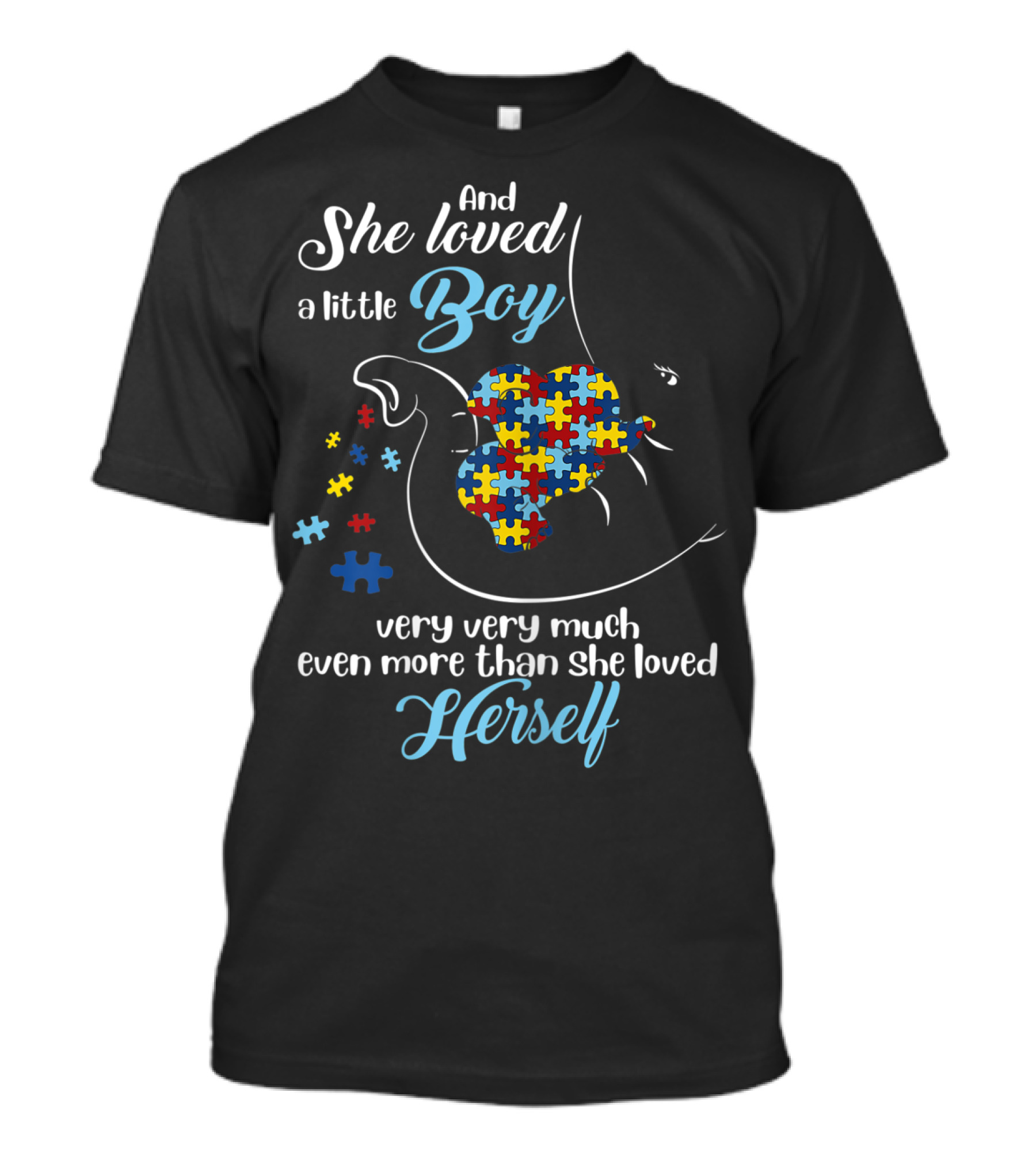 She Loved A Little Boy Very Very Much Autism Awareness Elephant Puzzle Pieces T-Shirt