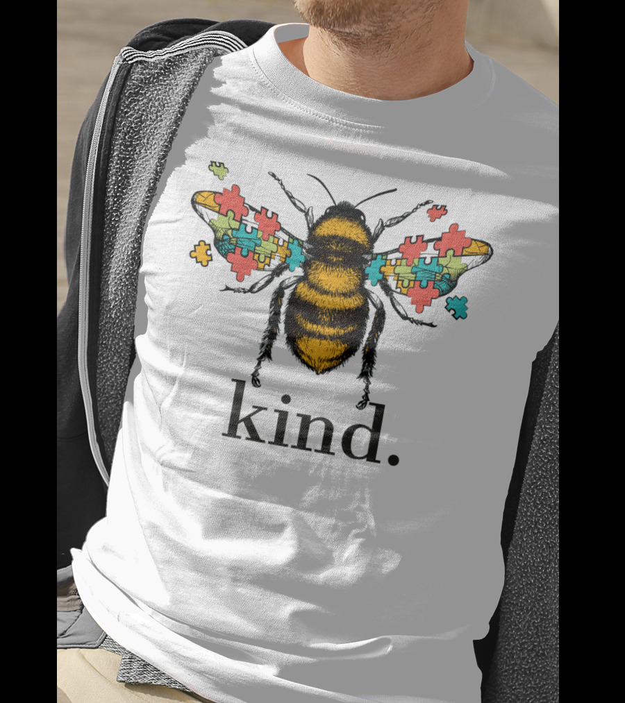 Autism Awareness Kind Bee With Puzzle Piece Wings T-Shirt