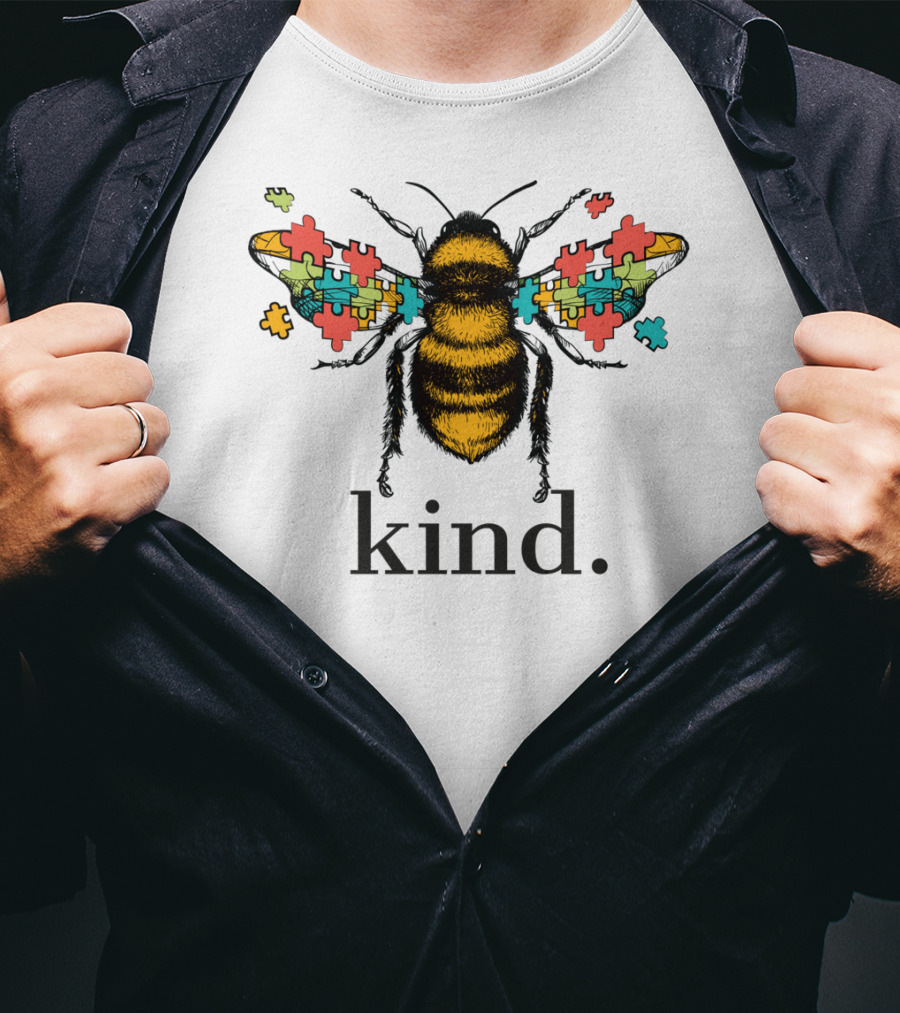 Autism Awareness Kind Bee With Puzzle Piece Wings T-Shirt