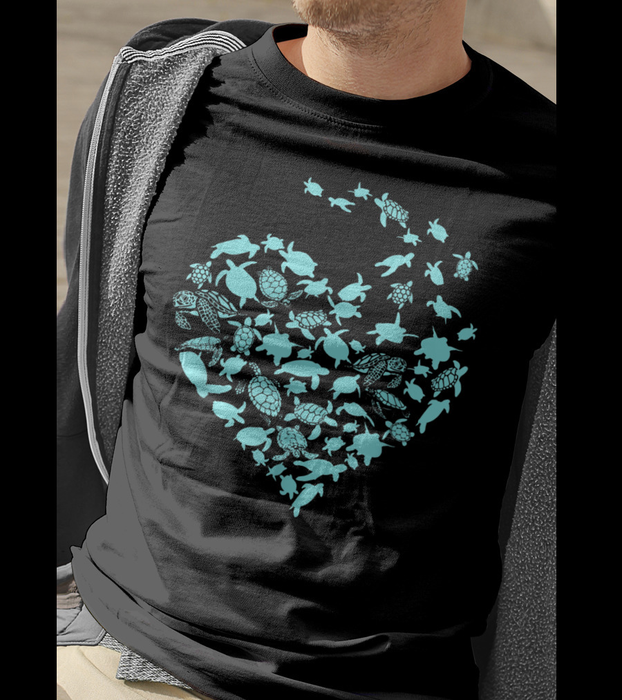 Heart Love Turtles Ocean Blue T-Shirt