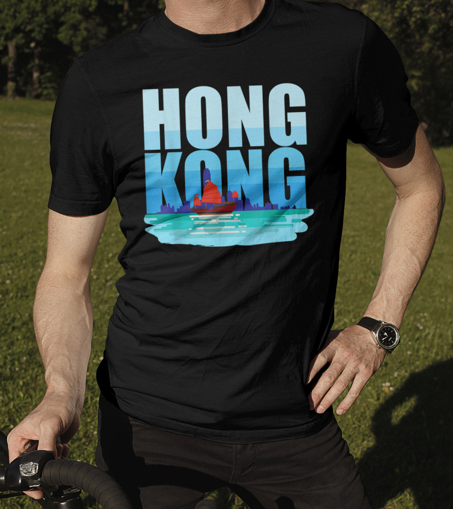Hong Kong Skyline With Junk Boat HK Lover T-Shirt