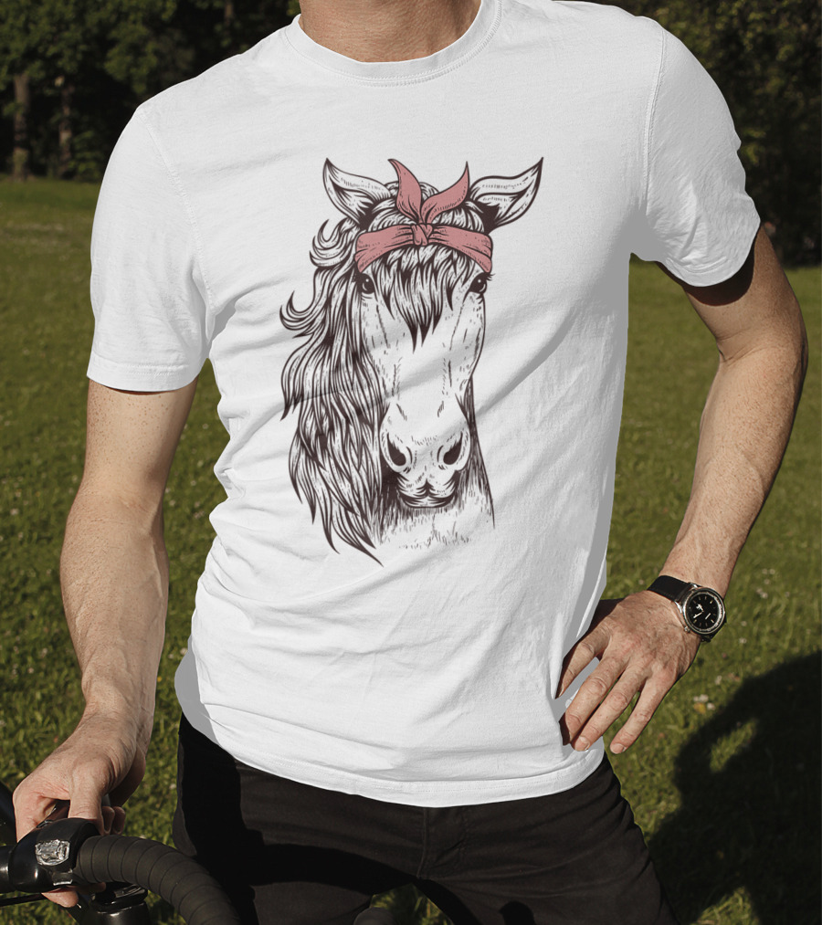 Horse Bandana Illustration For Horseback Riding Enthusiasts T-Shirt