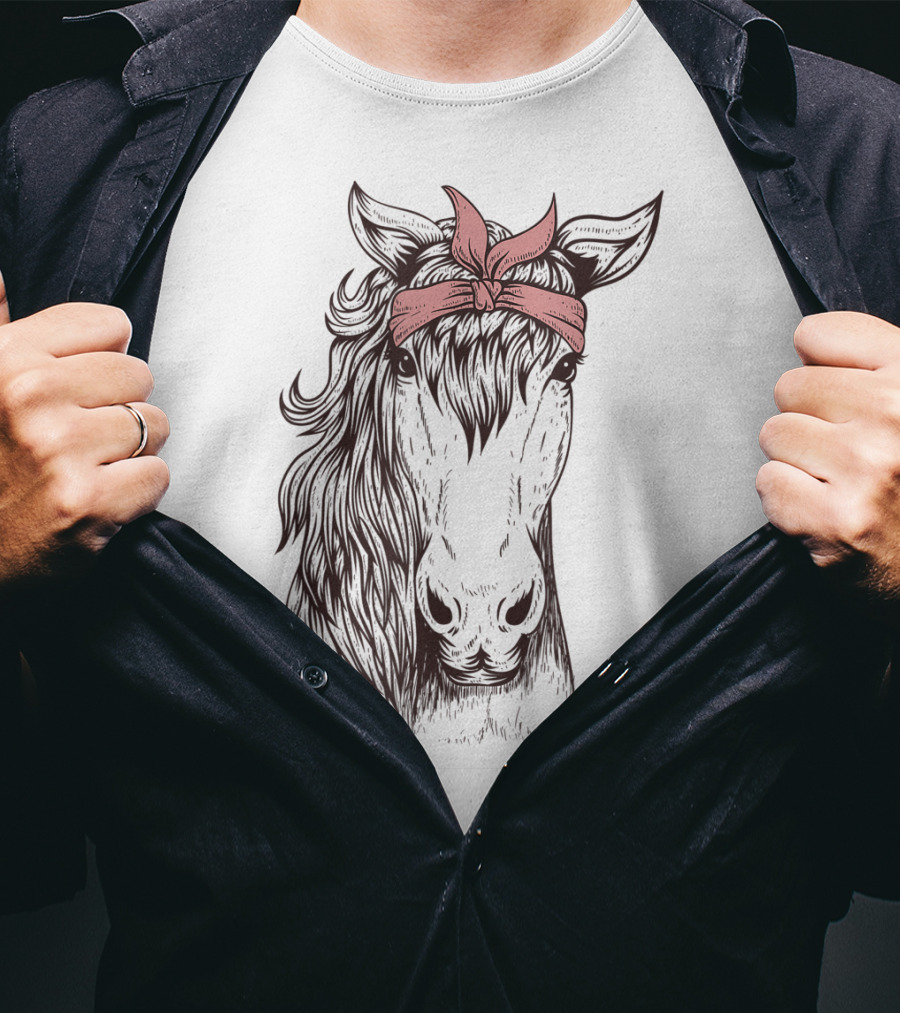 Horse Bandana Illustration For Horseback Riding Enthusiasts T-Shirt