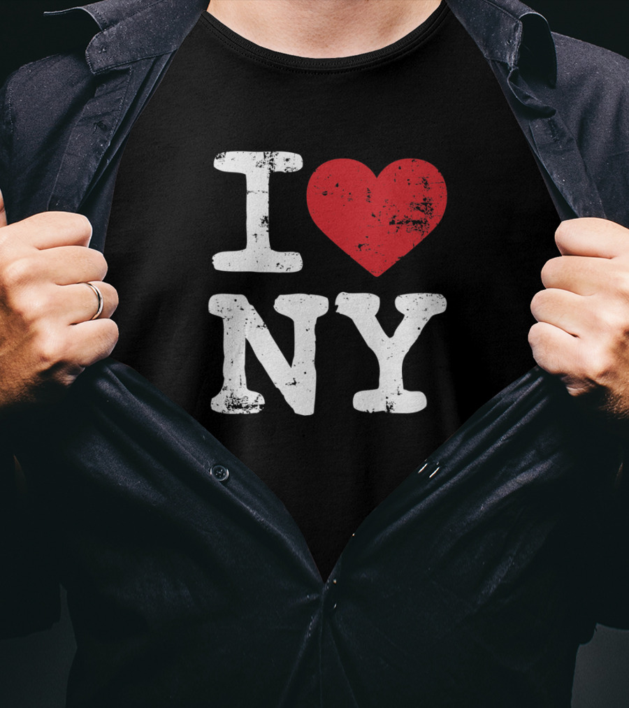 I Love NY Vintage Black Souvenir Tourism T-Shirt
