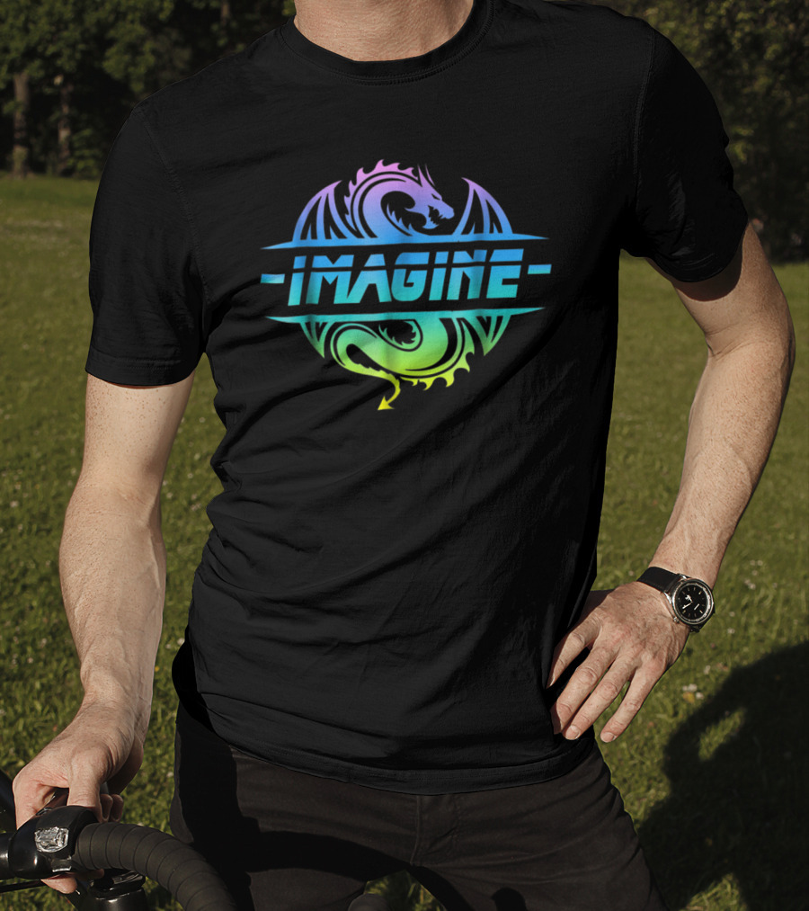 IMAGINE Colorful Fantasy Dragon Tattoo T-Shirt
