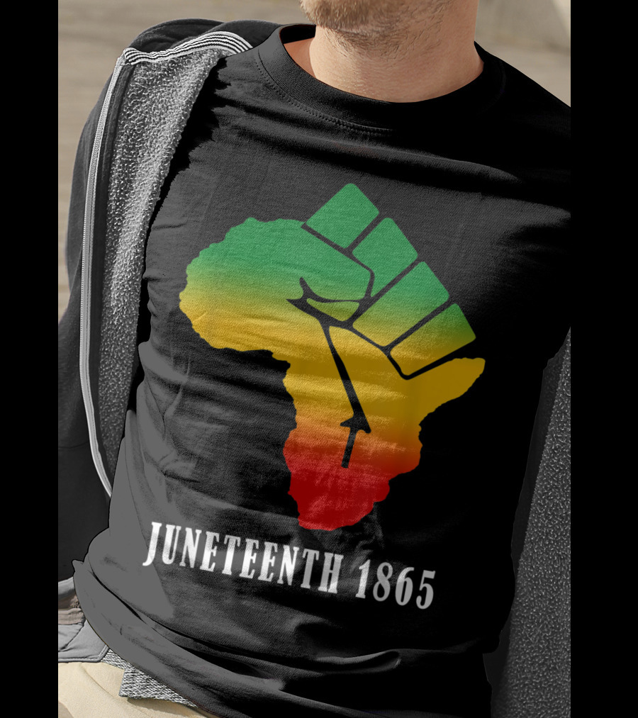 Juneteenth 1865 Ancestors Black African Map American Fist T-Shirt