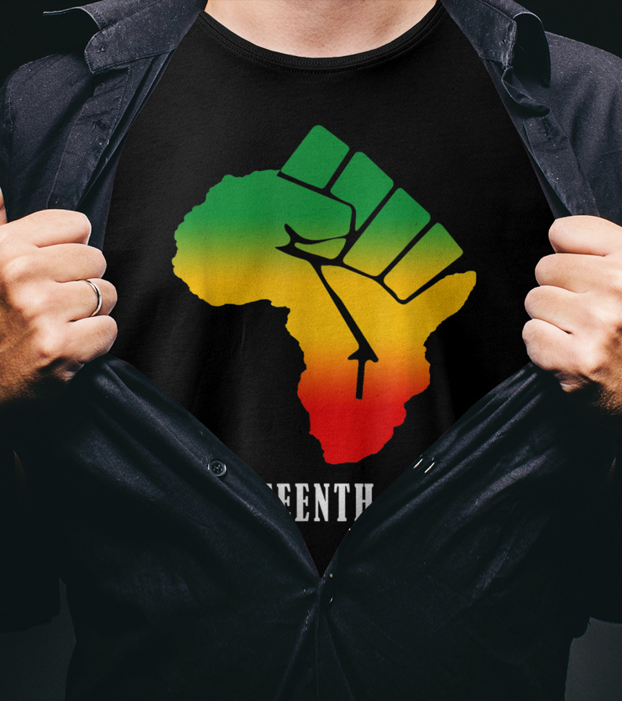 Juneteenth 1865 Ancestors Black African Map American Fist T-Shirt