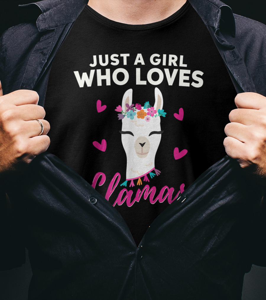Just A Girl Who Loves Llamas With Heart Love Motif T-Shirt