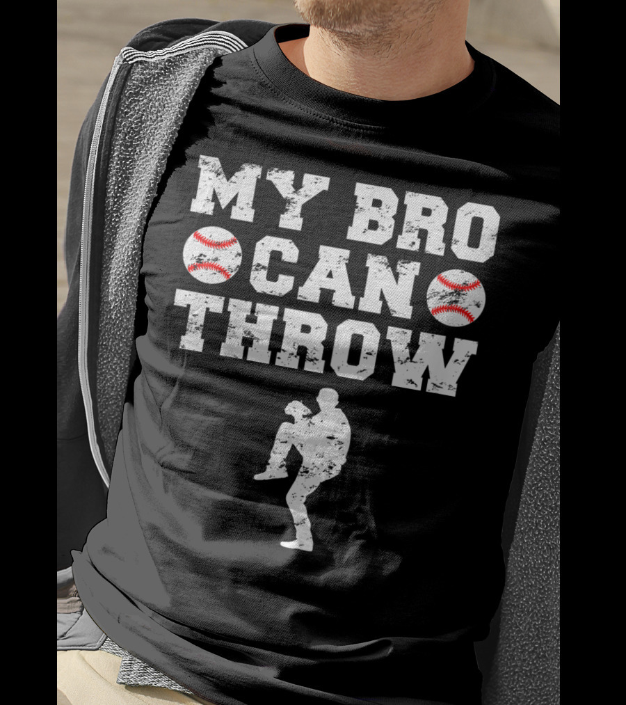 My Bro Can Throw Baseball Cute Funny Cool Brother Sister Kids T-Shirt