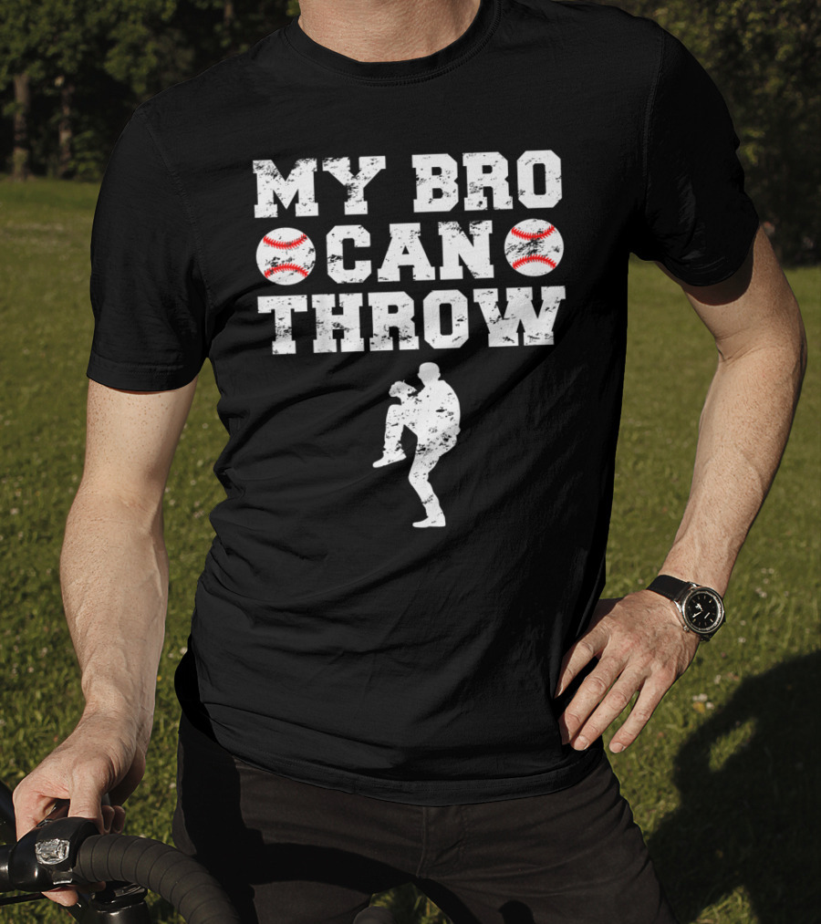 My Bro Can Throw Baseball Cute Funny Cool Brother Sister Kids T-Shirt