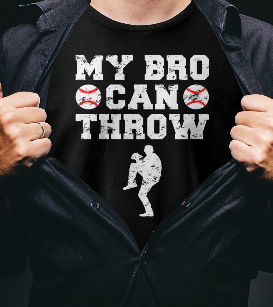 My Bro Can Throw Baseball Cute Funny Cool Brother Sister Kids T-Shirt