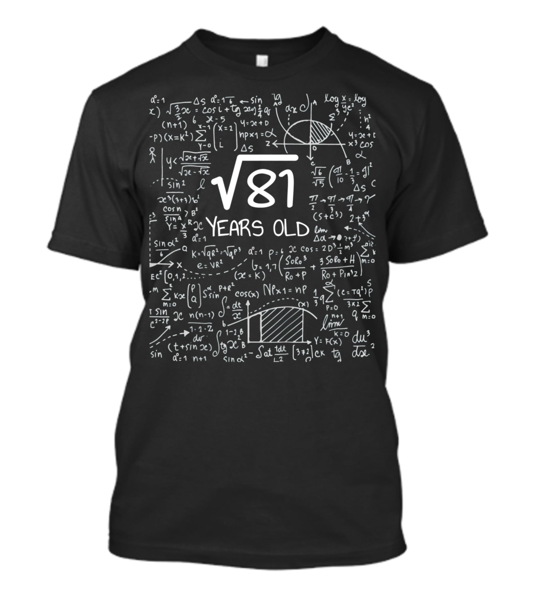 Kids 9 Years Old Birthday Square Root Of 81 Math Equations T-Shirt