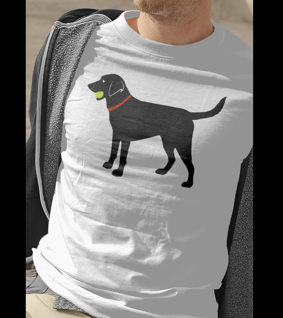 Labrador Retriever Black Lab With Tennis Ball And Red Collar Play Ball T-Shirt