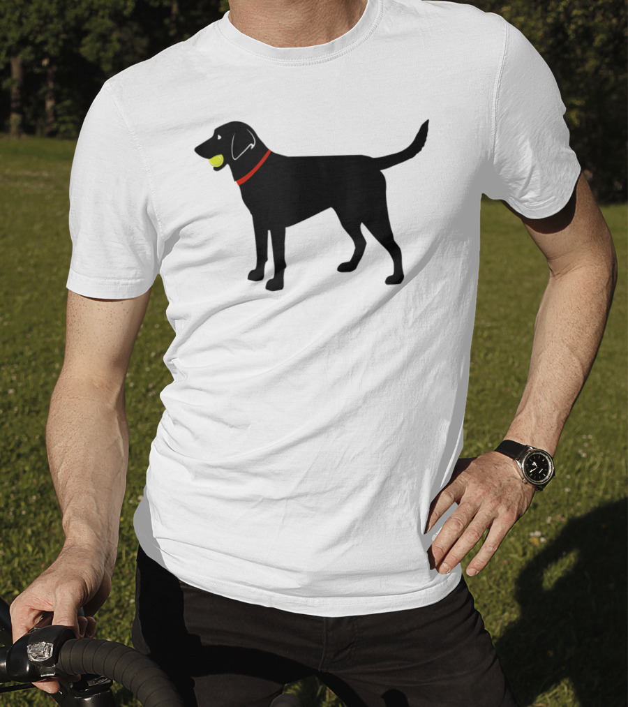 Labrador Retriever Black Lab With Tennis Ball And Red Collar Play Ball T-Shirt