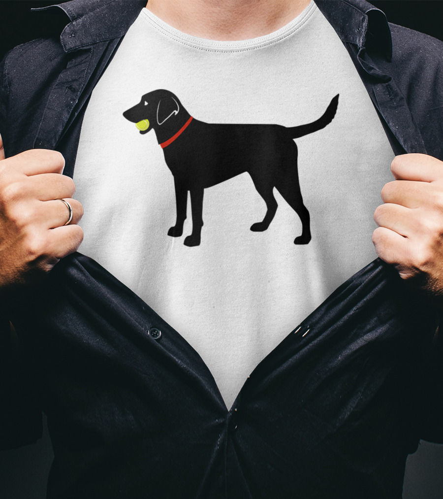 Labrador Retriever Black Lab With Tennis Ball And Red Collar Play Ball T-Shirt