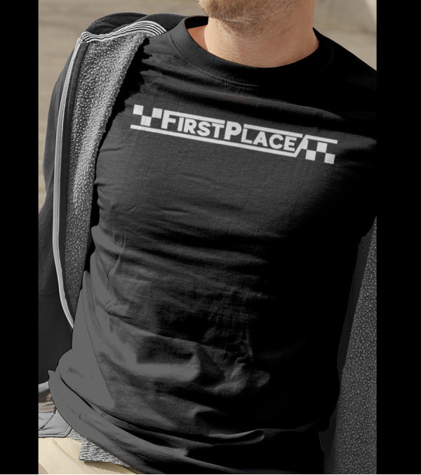 Larray First Place Racing Checkered Flag T-Shirt