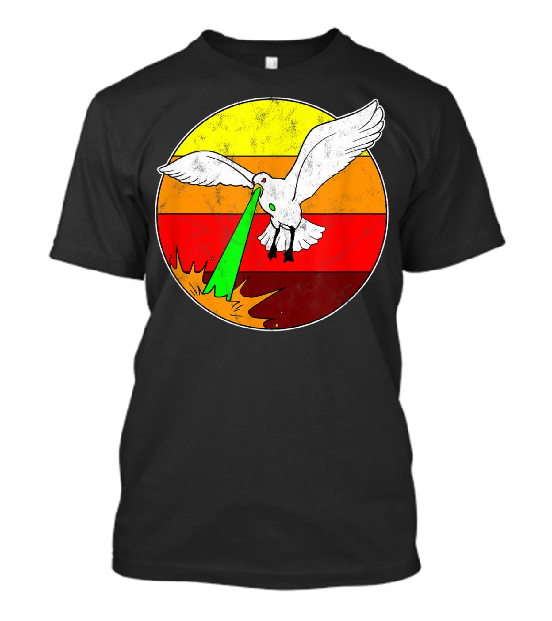 Laser Seagull Retro Sunset Funny Bird T-Shirt