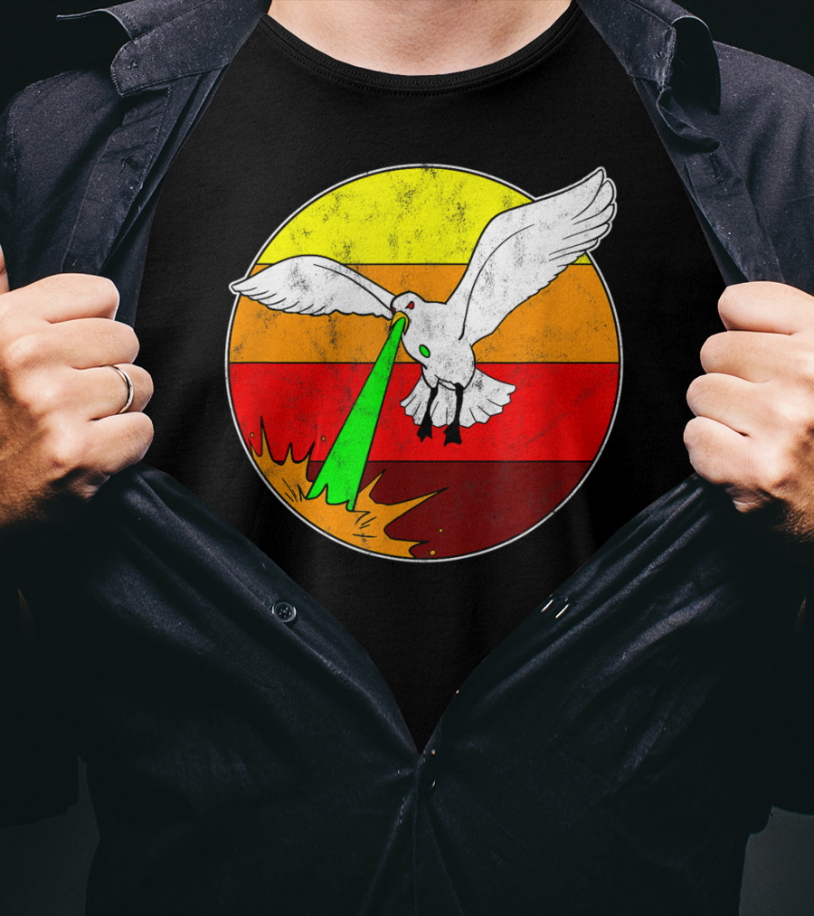 Laser Seagull Retro Sunset Funny Bird T-Shirt