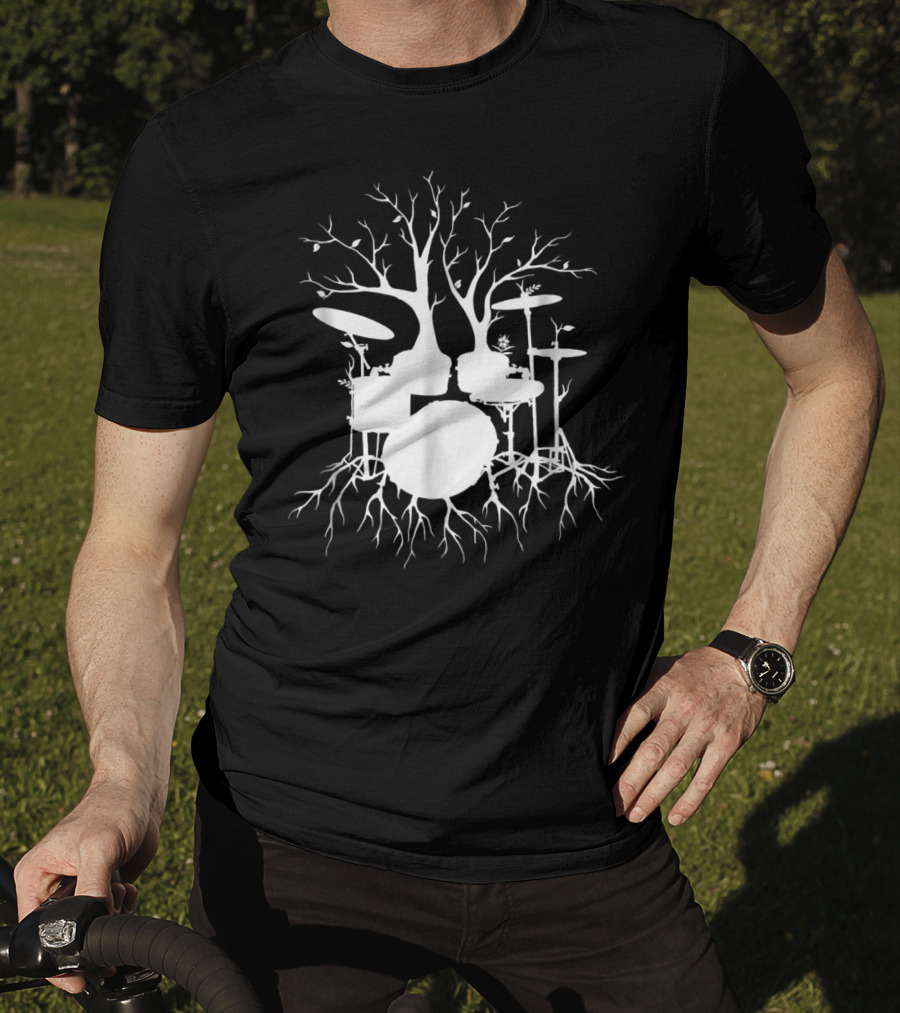Live The Beat Drum Kit Tree Roots Drummer For Music T-Shirt