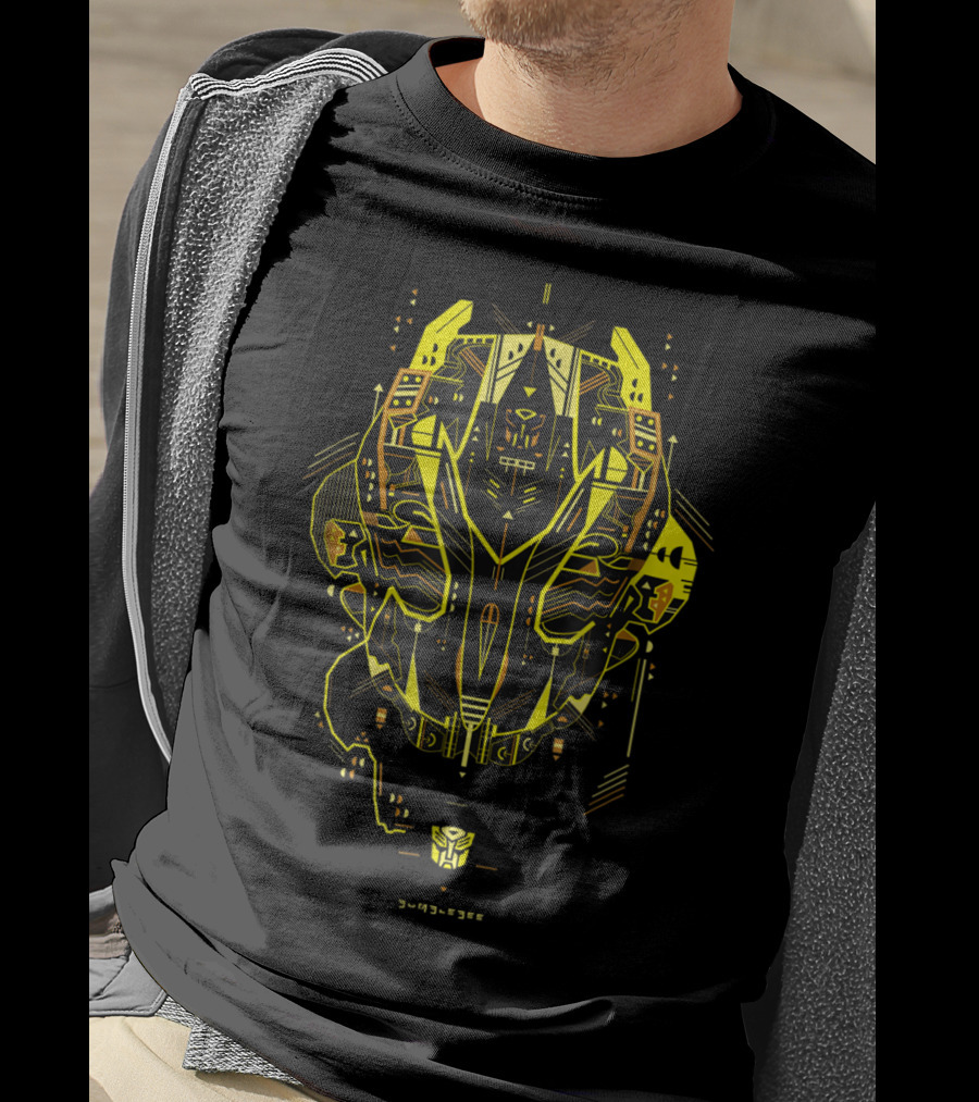 Machine Bumbleman Geometric Cybernetic Yellow T-Shirt