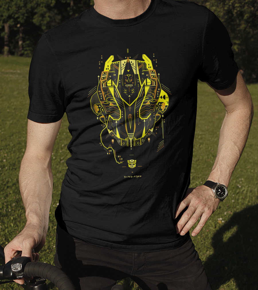 Machine Bumbleman Geometric Cybernetic Yellow T-Shirt
