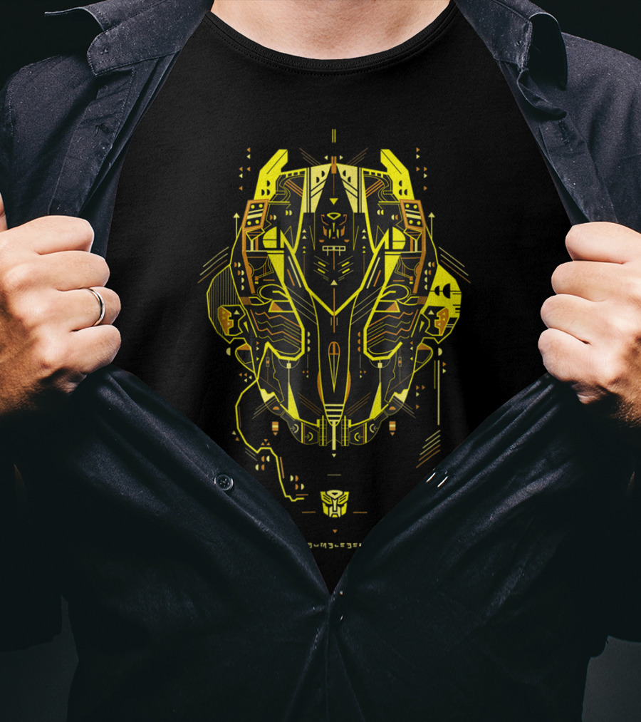 Machine Bumbleman Geometric Cybernetic Yellow T-Shirt