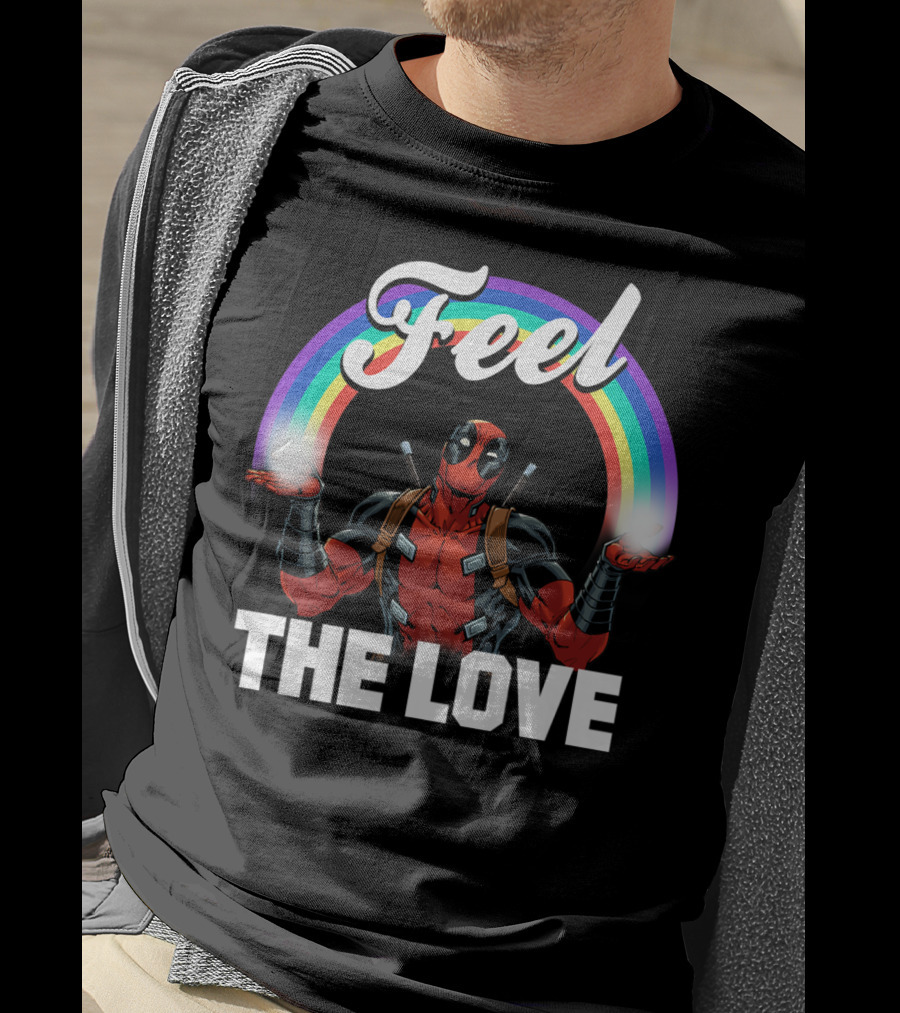Marvel Deadpool Feel The Love Rainbow T-Shirt