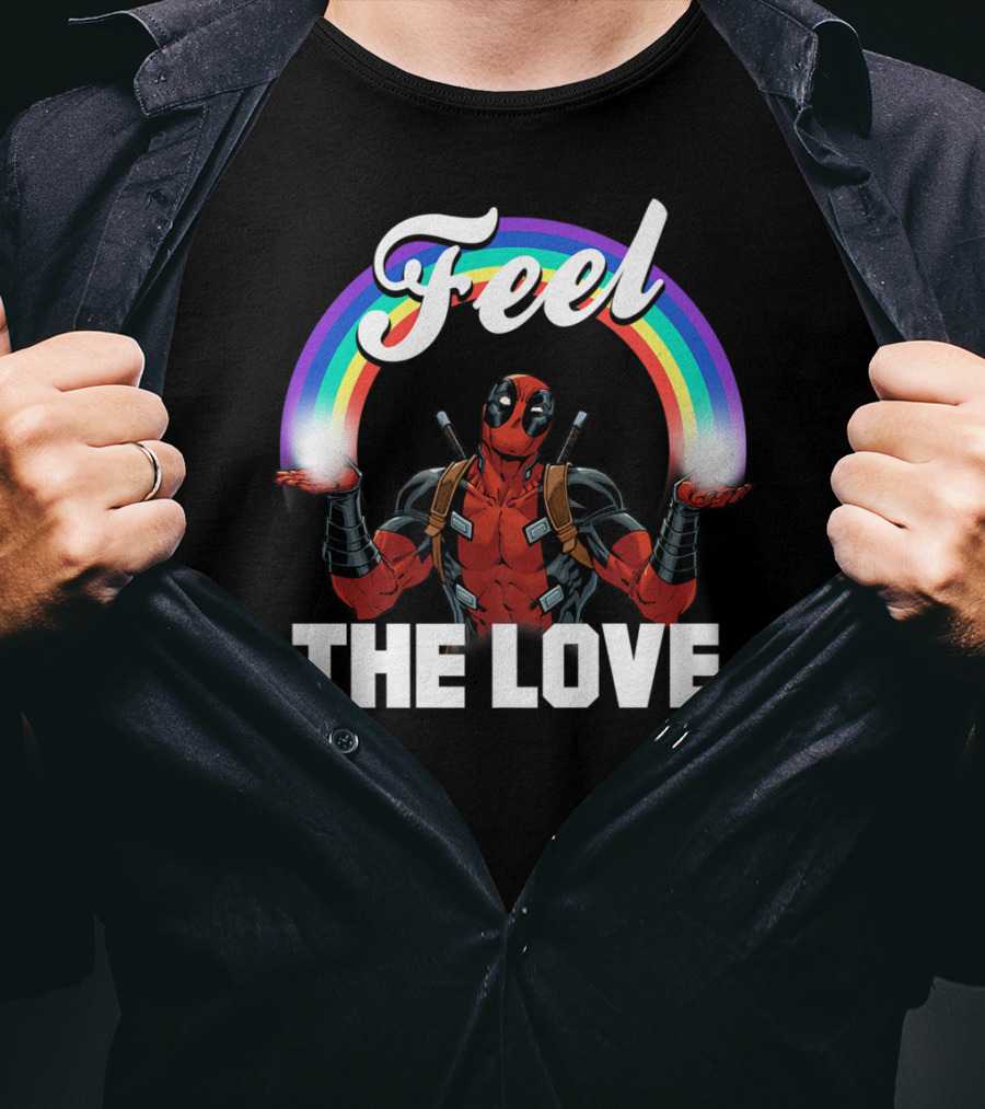 Marvel Deadpool Feel The Love Rainbow T-Shirt