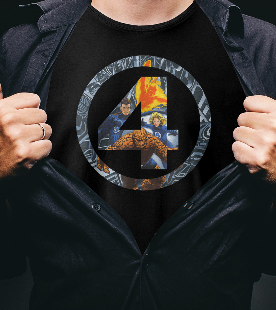 Marvel Fantastic Four Super Heroes Iconic 4 Emblem T-Shirt