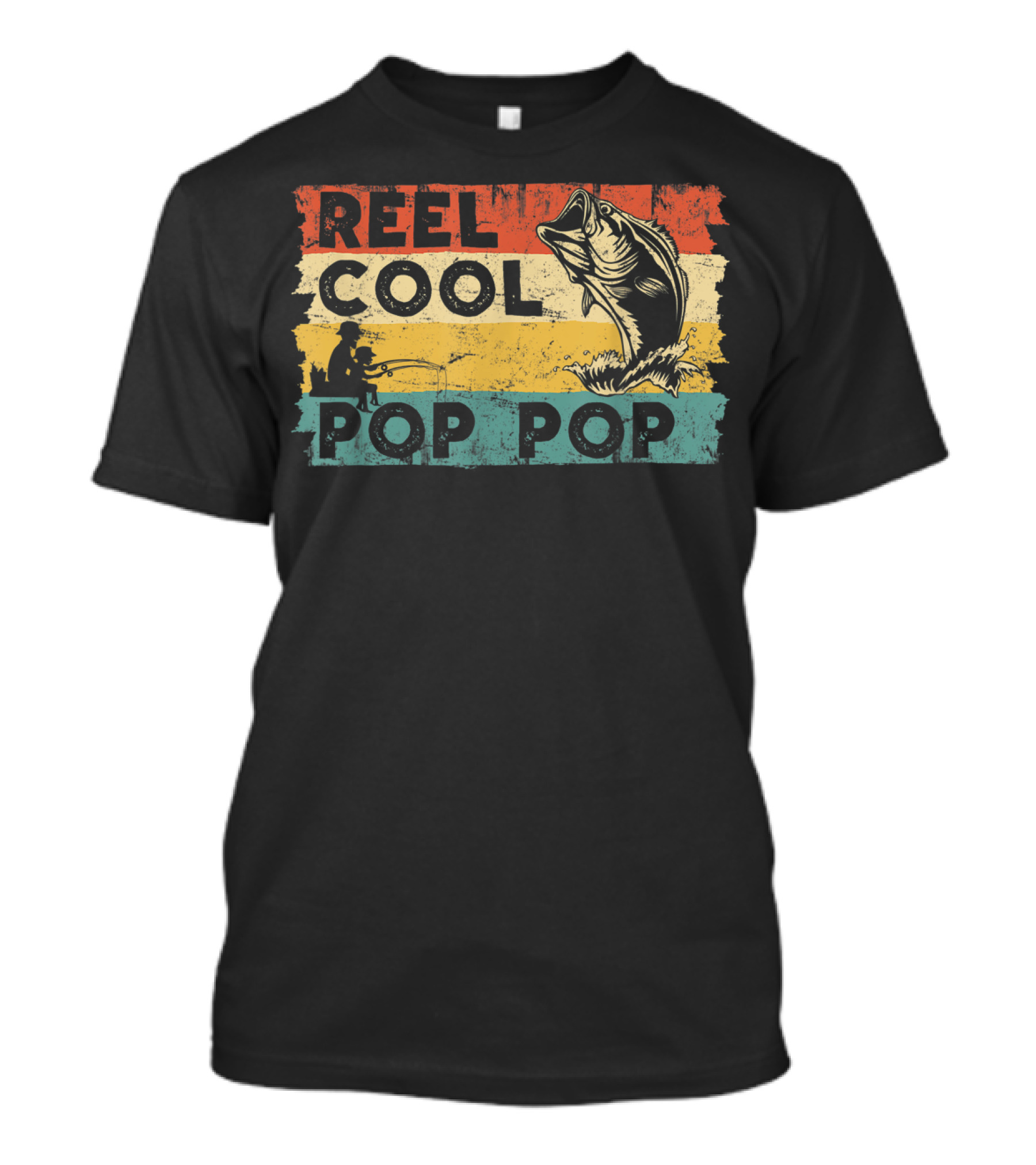 Reel Cool Pop Pop Vintage Fisherman Father's Day Retro Fish T-Shirt
