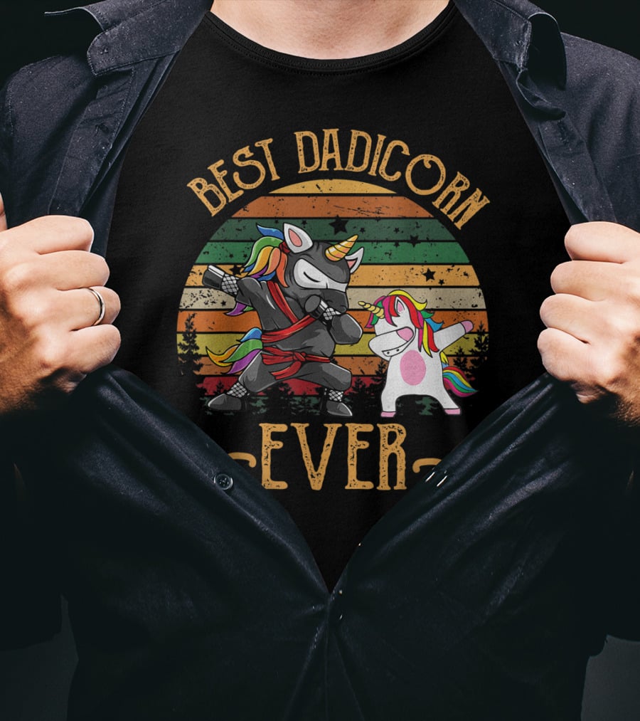 Best Dadicorn Ever Unicorn Dad Baby Fathers T-Shirt