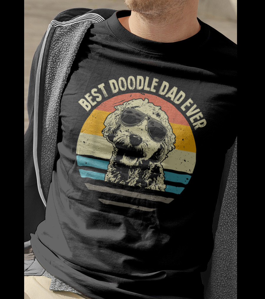 Best Doodle Dad Ever Goldendoodle Retro Sunglasses T-Shirt