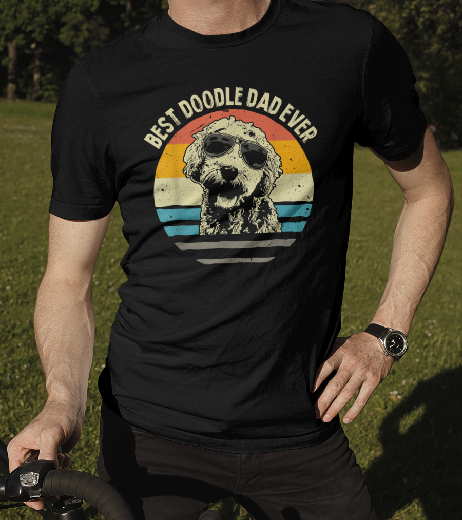 Best Doodle Dad Ever Goldendoodle Retro Sunglasses T-Shirt