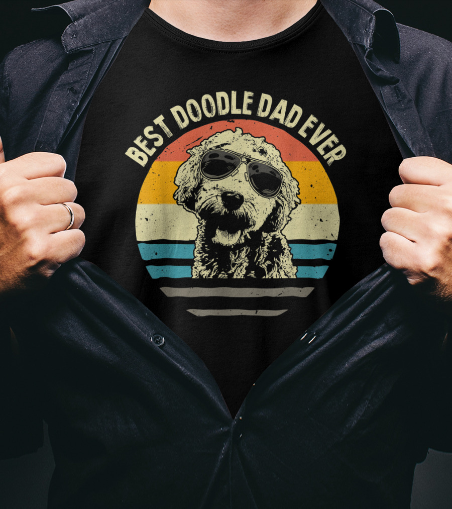 Best Doodle Dad Ever Goldendoodle Retro Sunglasses T-Shirt