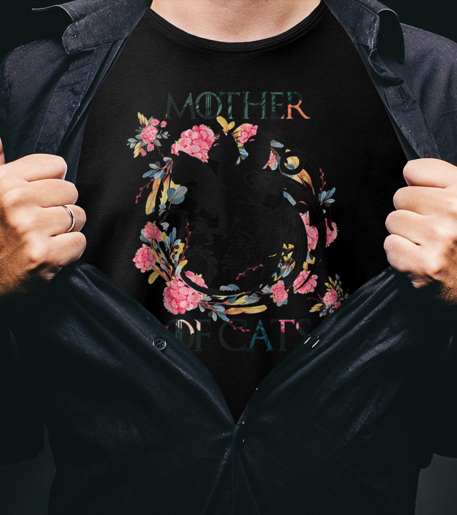 Mother Of Cats Dragon Floral T-Shirt