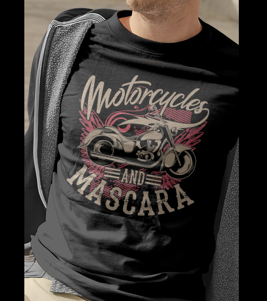 Motorcycles And Mascara Cute Makeup Motorbike Wings T-Shirt