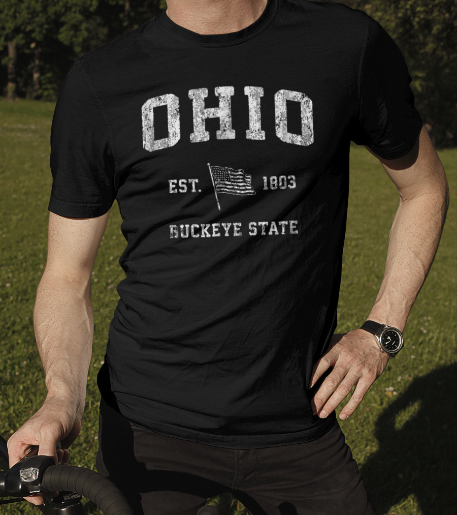Ohio Buckeye State Est. 1803 Vintage US Flag T-Shirt