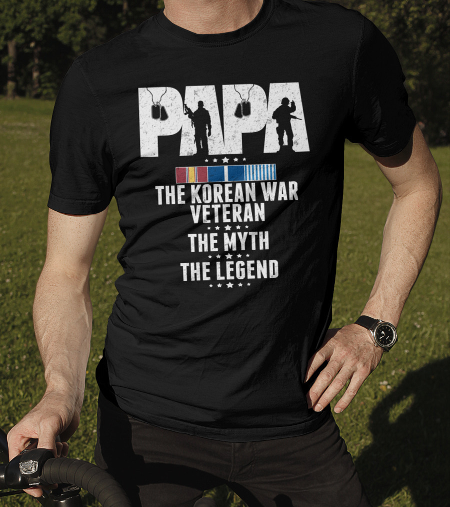 Papa Korean War Veteran Myth Legend With Medals T-Shirt